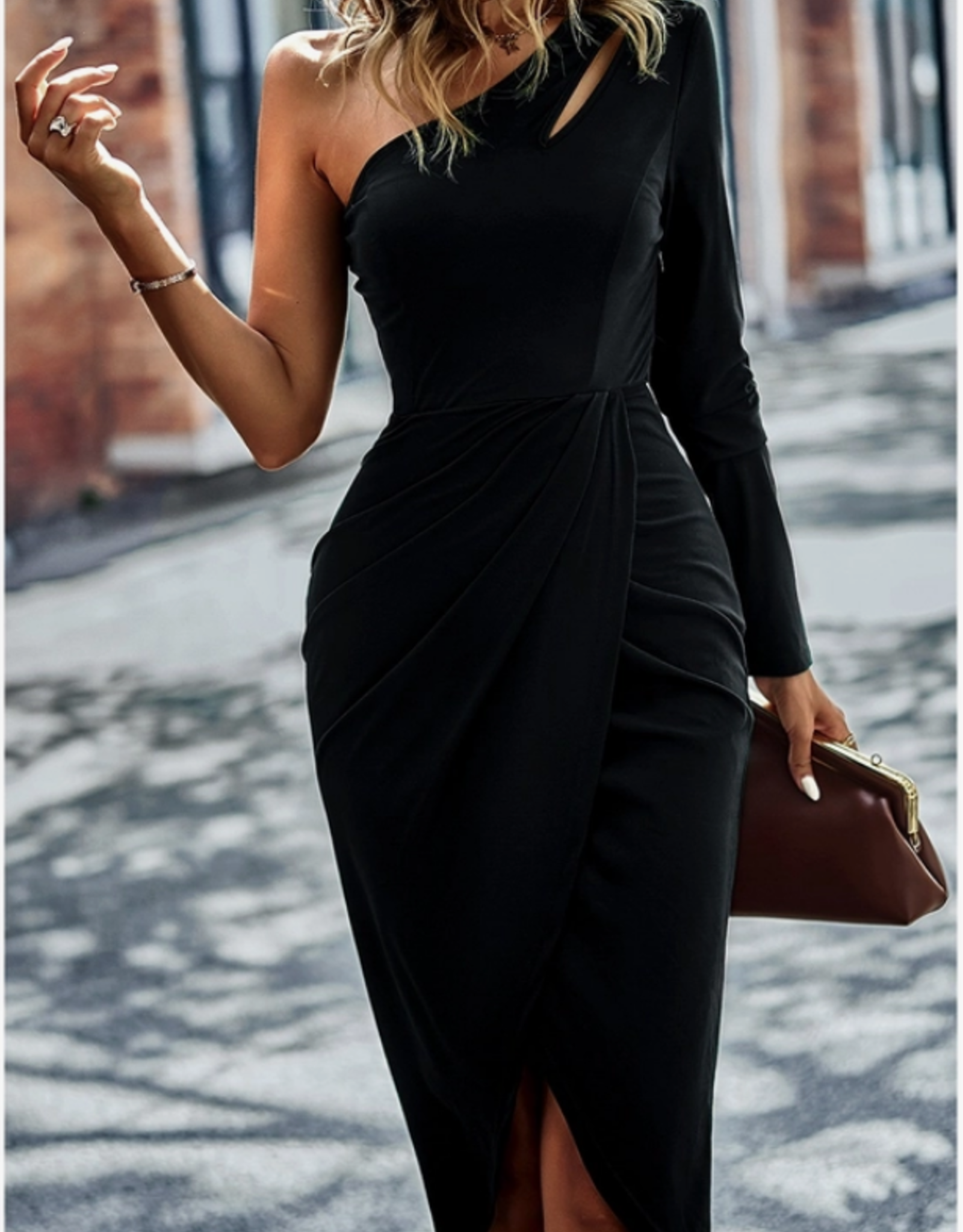 One Sleeve Cut-Out Bodycon