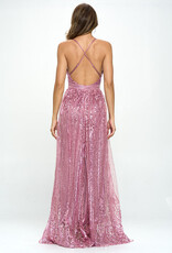 Sequin Glitter X Back Gown