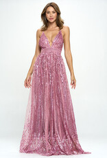 Sequin Glitter X Back Gown