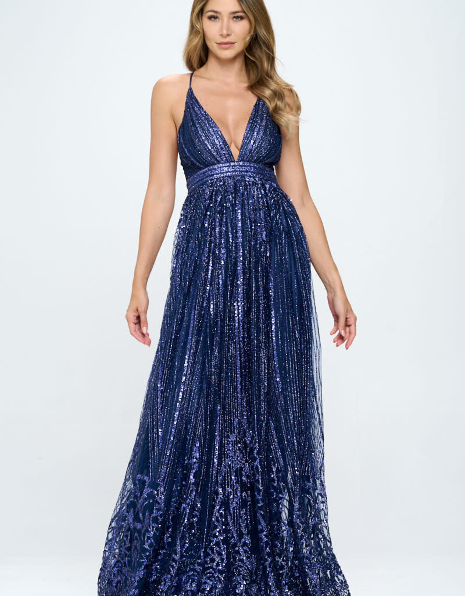 Sequin Glitter X Back Gown