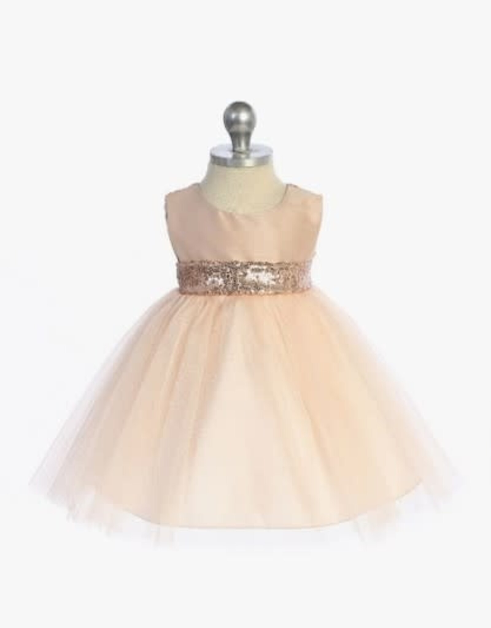 Infant Rose Gold Sequin Back V Dress