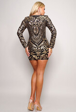 LS Gold Sequin Black Dress