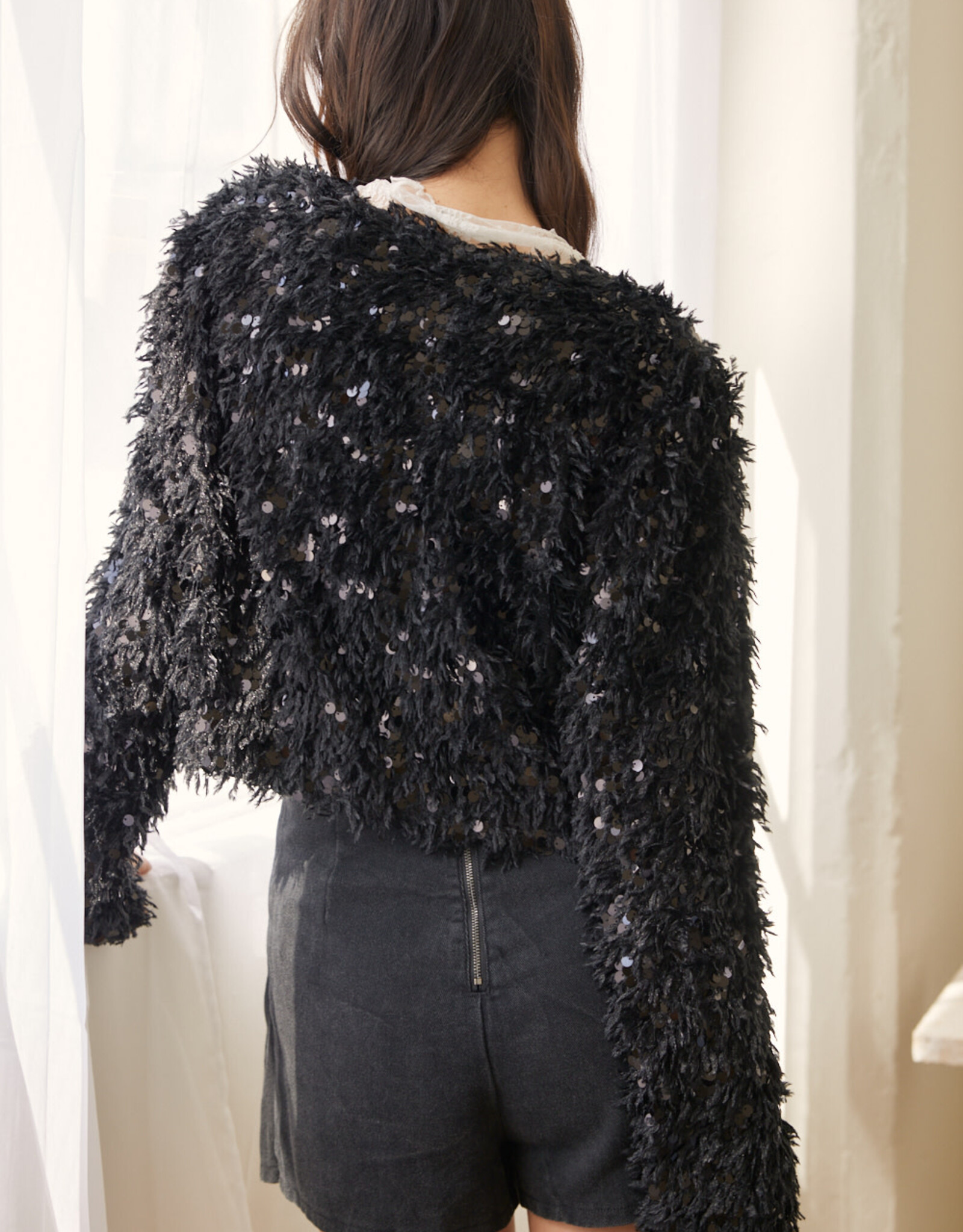 Feathered Sequin Jacket