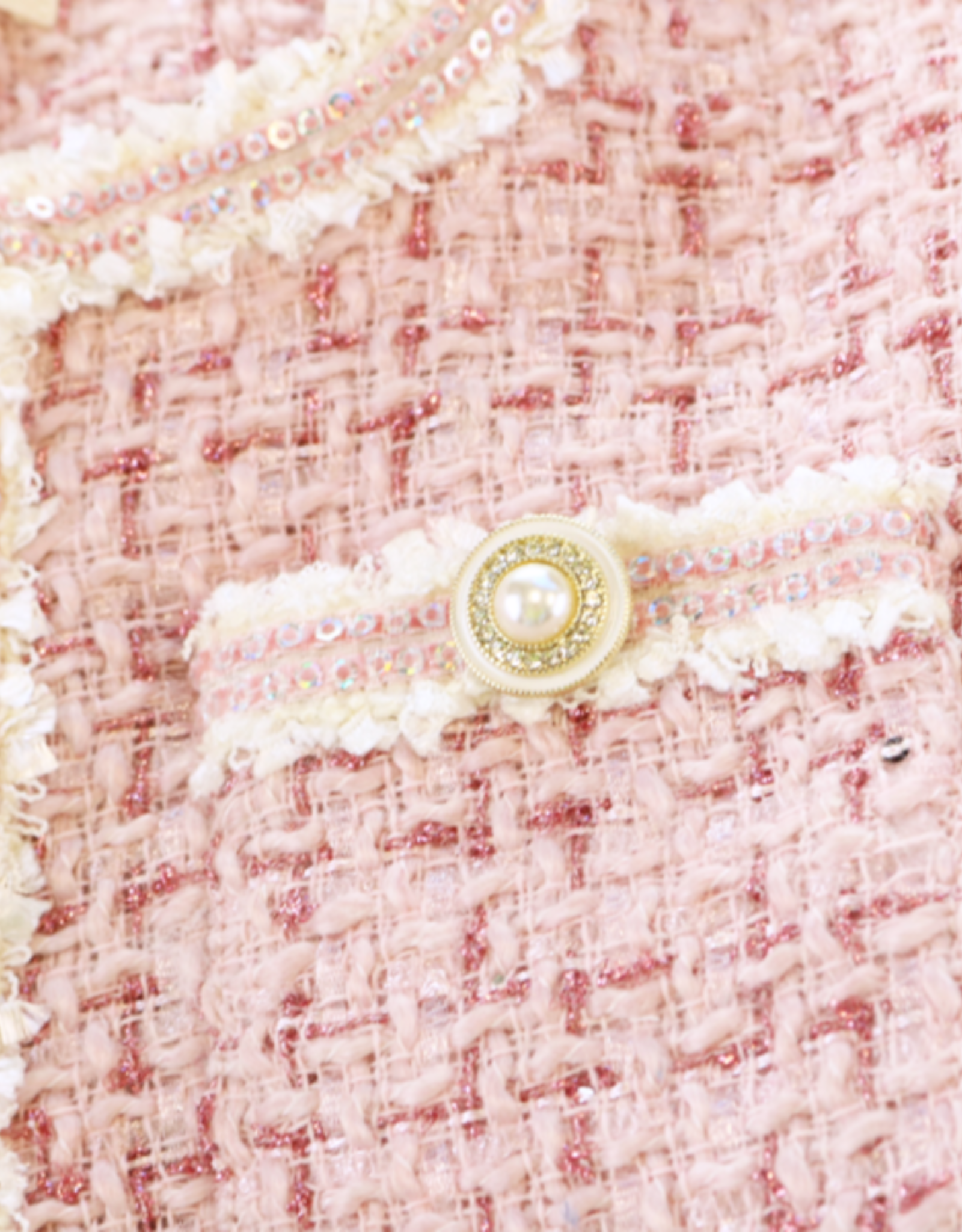 Girls' Sequin Tweed Jkt - Pink