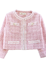 Girls' Sequin Tweed Jkt - Pink