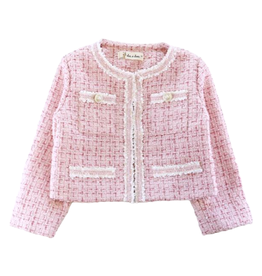 Girls' Sequin Tweed Jkt - Pink