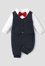 Baby Boy Gentleman Bow Tie Striped Jumpsuit