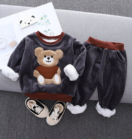 Boys' Bear Embroidered Pullover & Pant Set