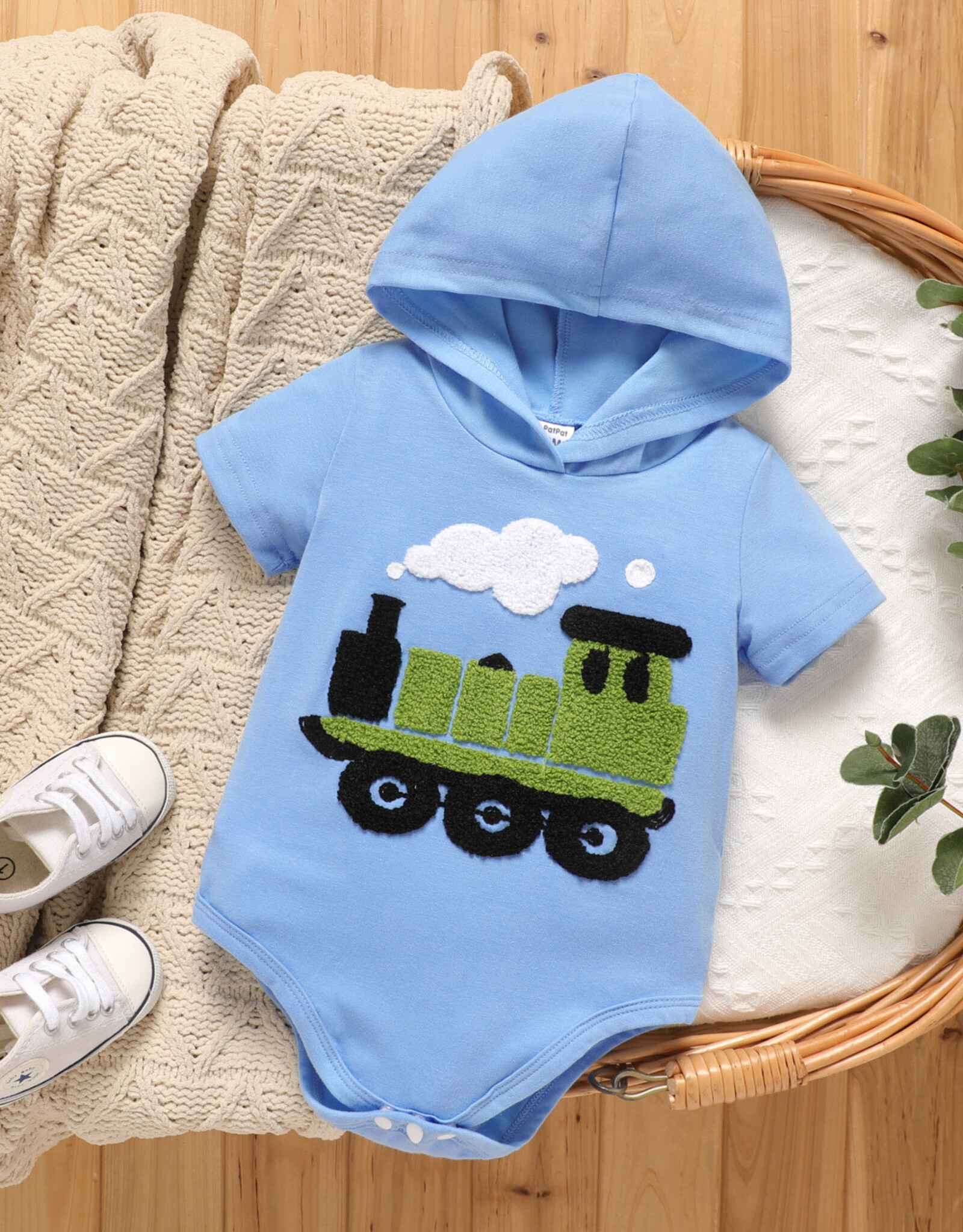 Baby Boy Hooded Train Onesie