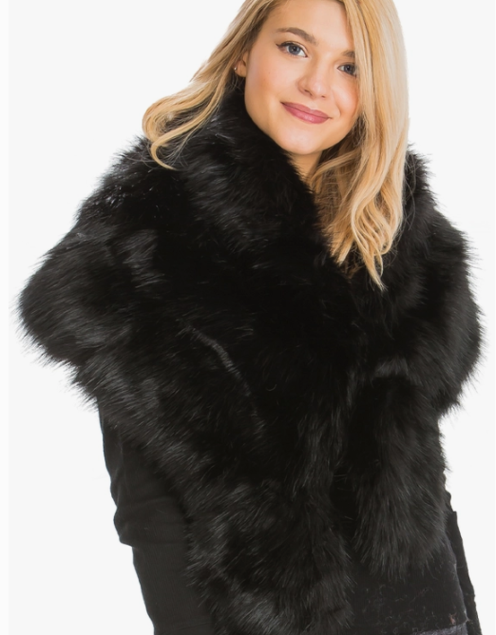 Luxury Mink Faux Fur Stole /Shawl Black