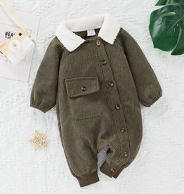 Baby Boy Green Corduroy Jumpsuit