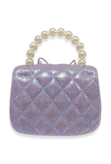 Girls' Bowtie Appliques Metallic Quilted Purse