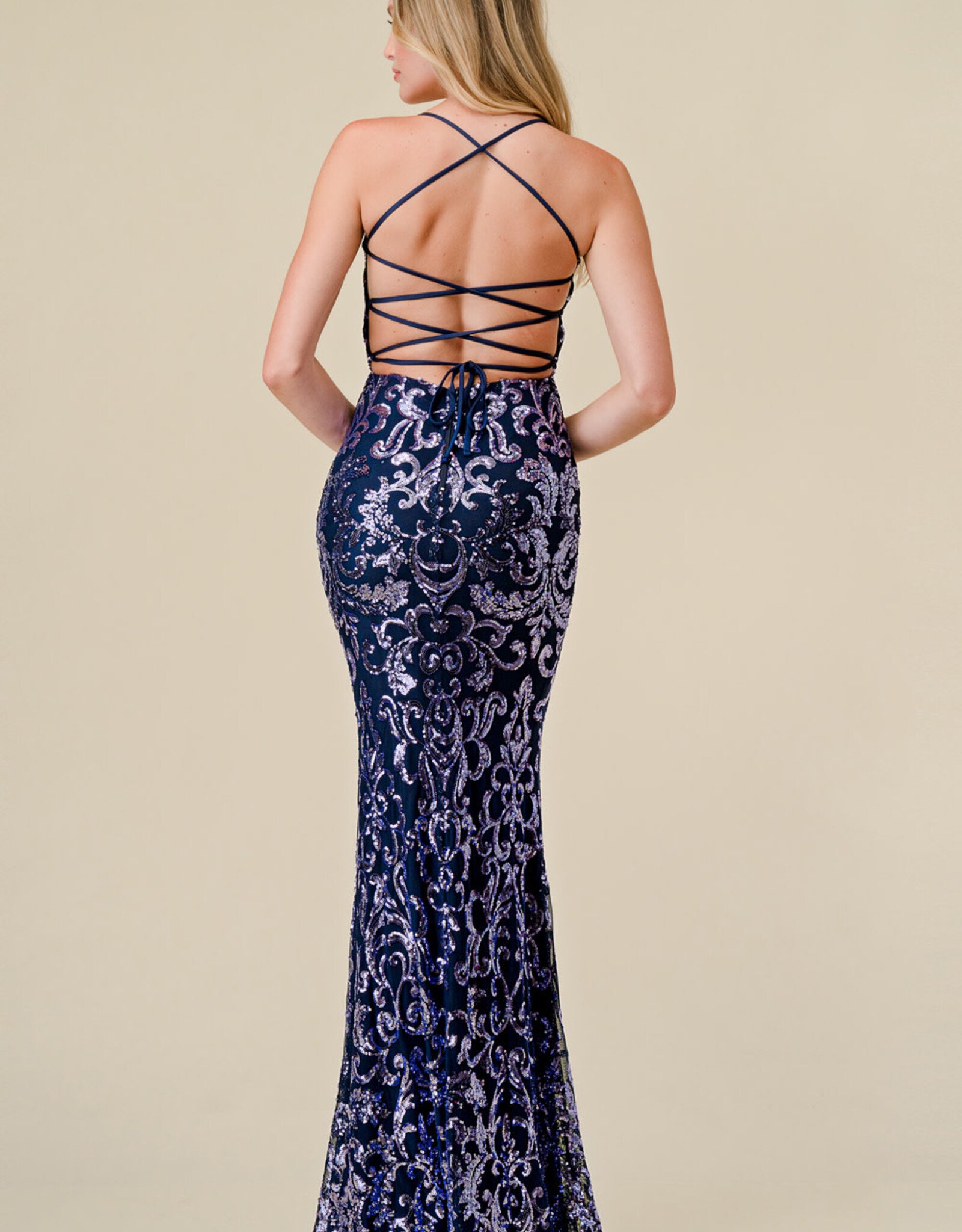 Copy of Fuchsia Sequin Asymmetrical Mermaid Gown