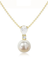 CZ Teardrop Pearl Pendant Necklace
