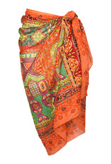 Geo Metallic Embroidered Cotton Sarong Cover-Up