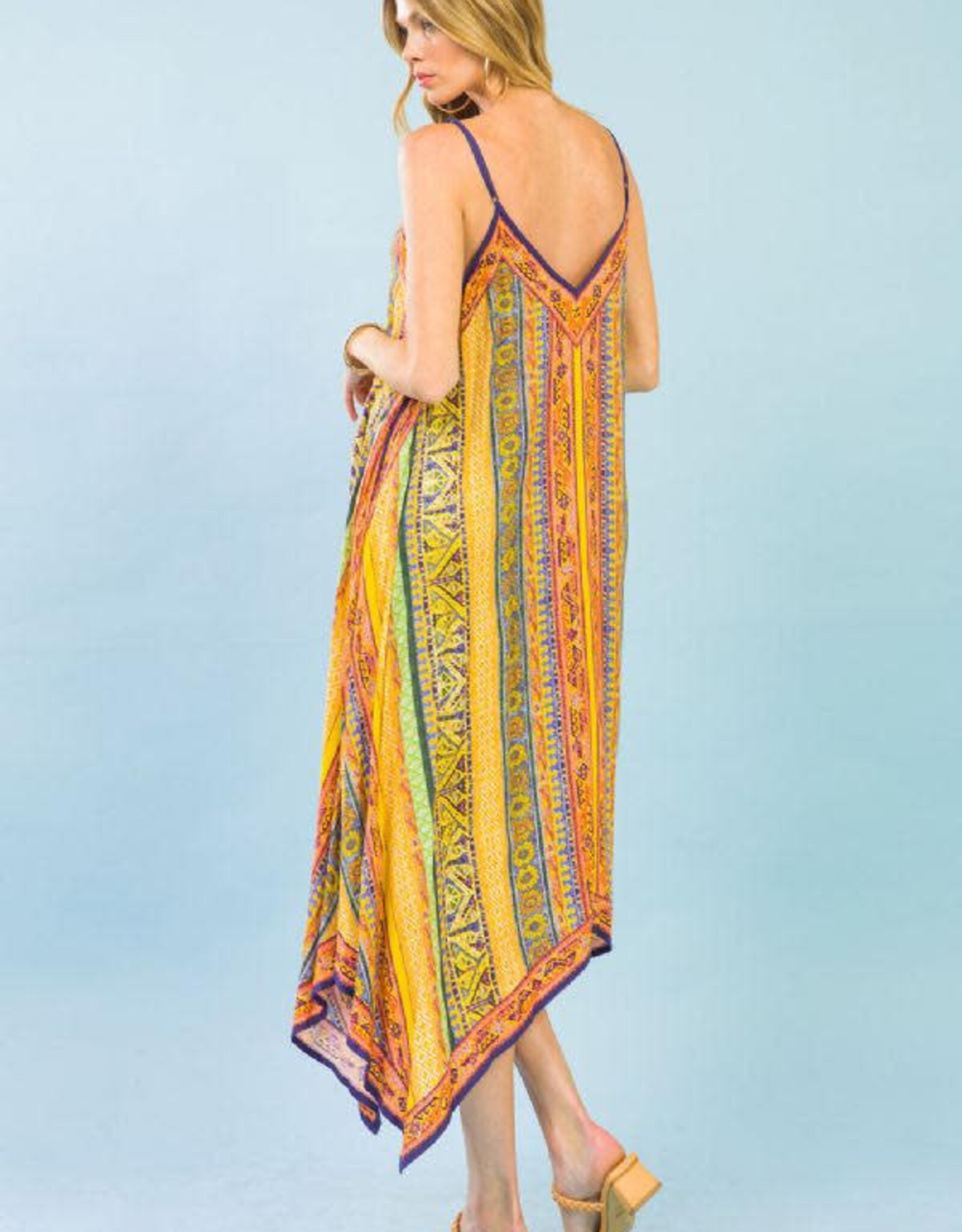 Orange Yellow Multi Printed Woven Midi