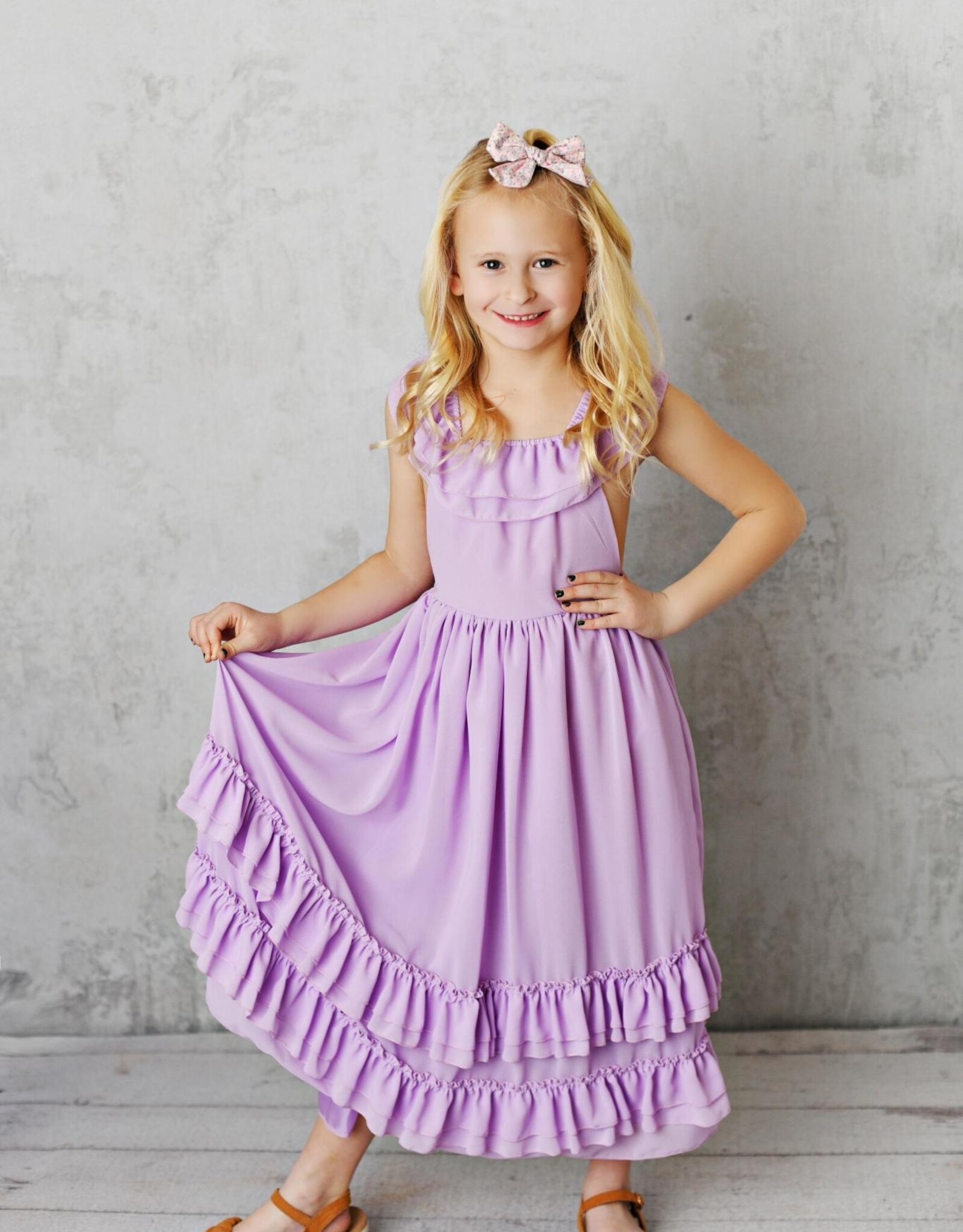 Girls' Lavender Ruffle Maxi