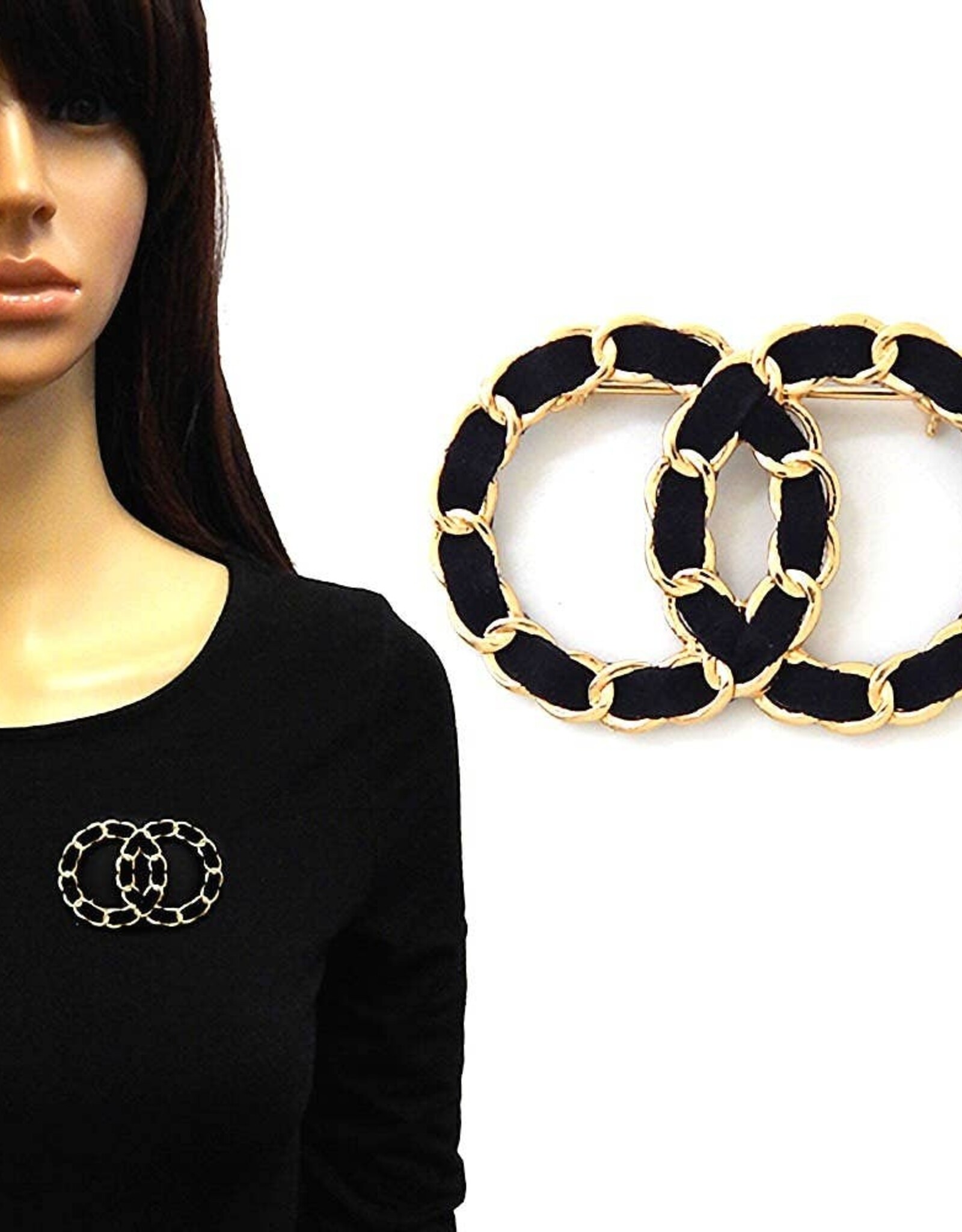 Double O Chain Brooch Pin