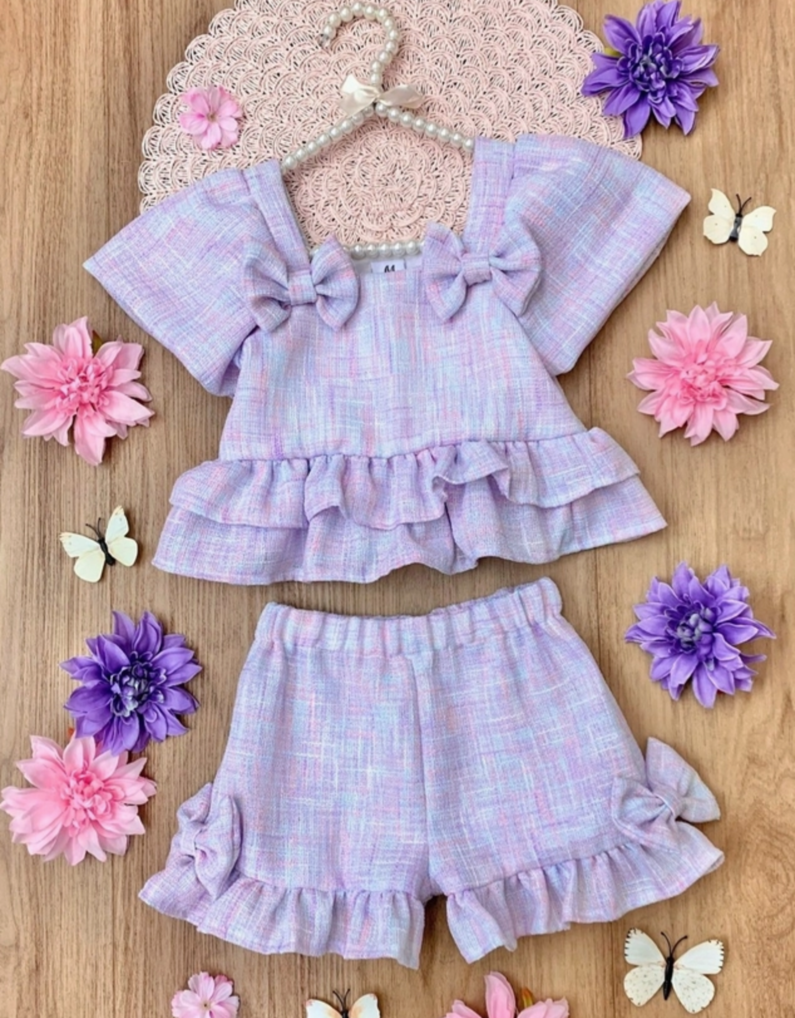 Girls' Pastel Tweed Short Set