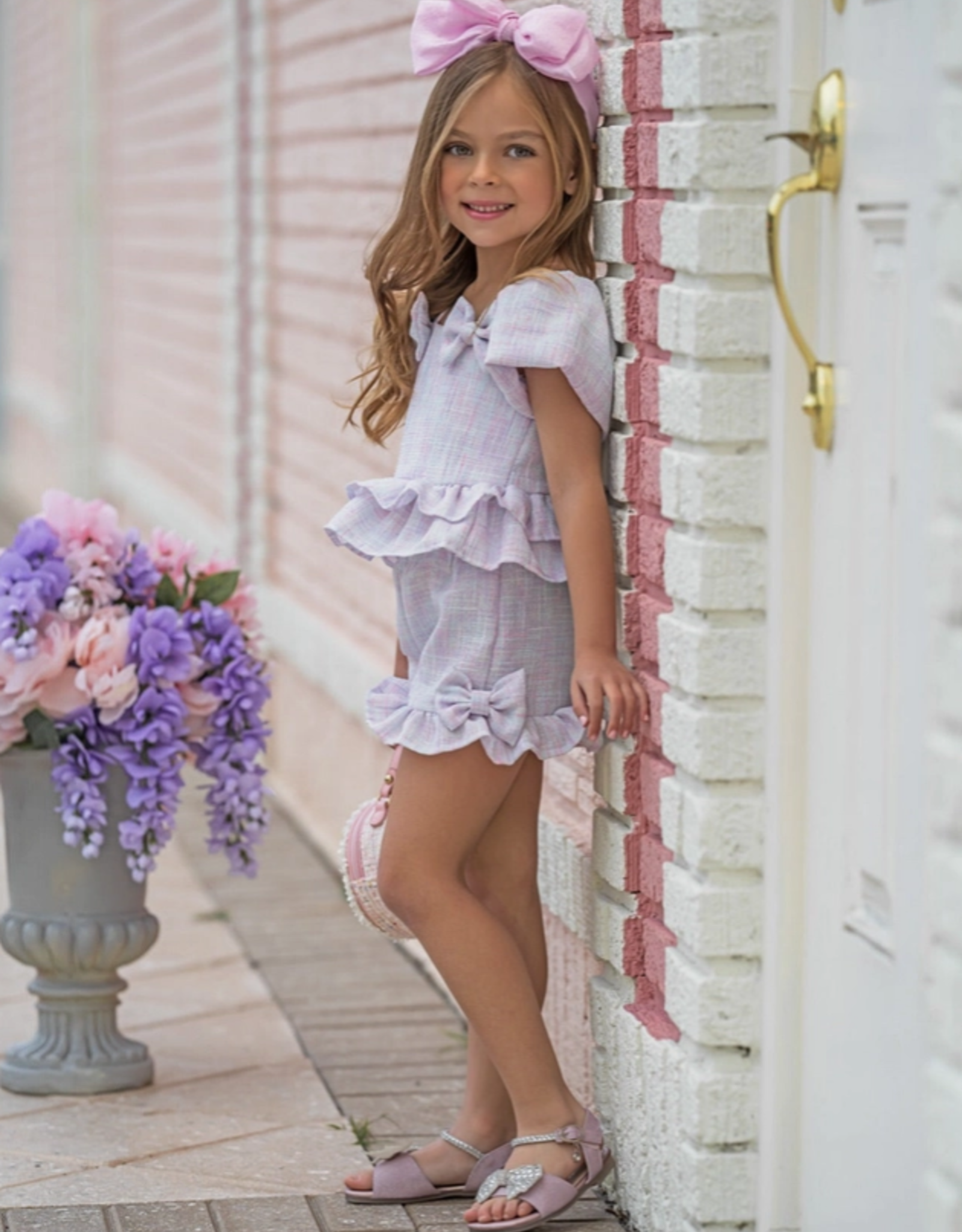 Girls' Pastel Tweed Short Set