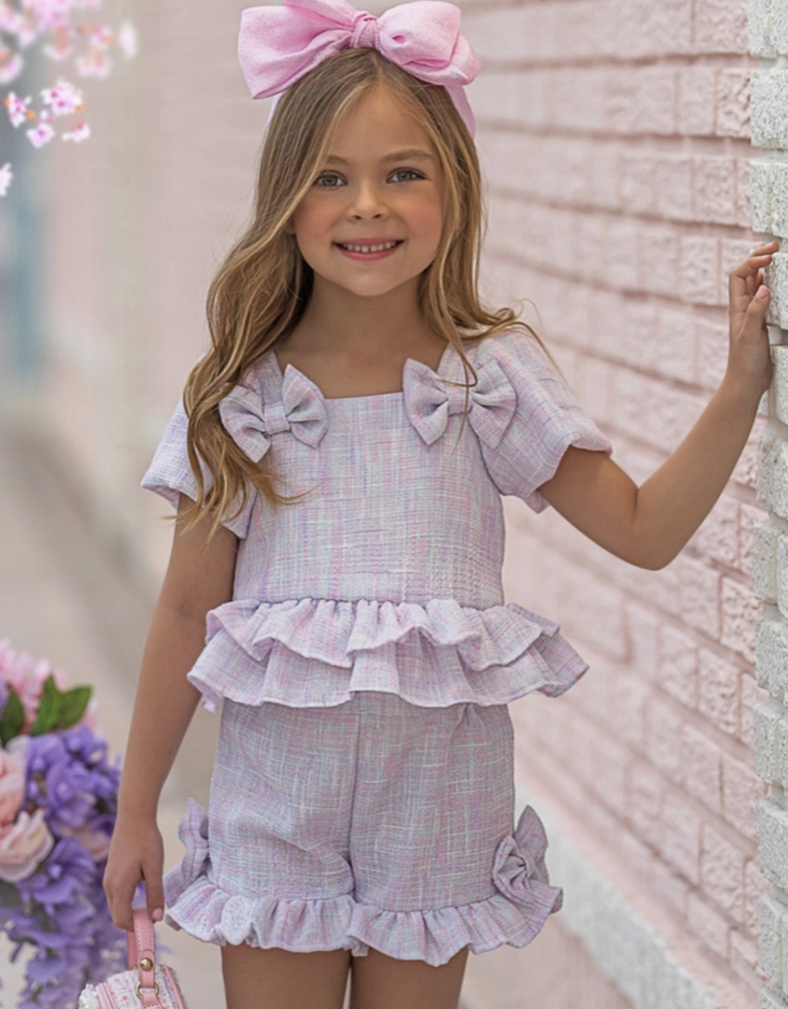 Girls' Pastel Tweed Short Set