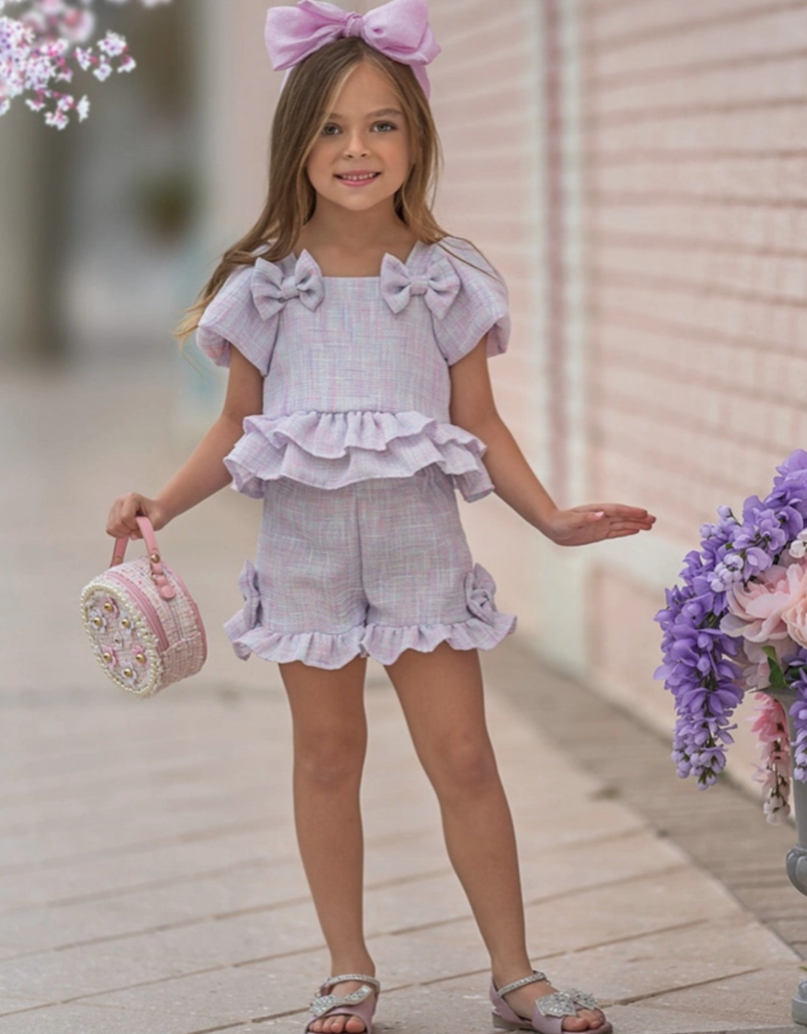 Girls' Pastel Tweed Short Set