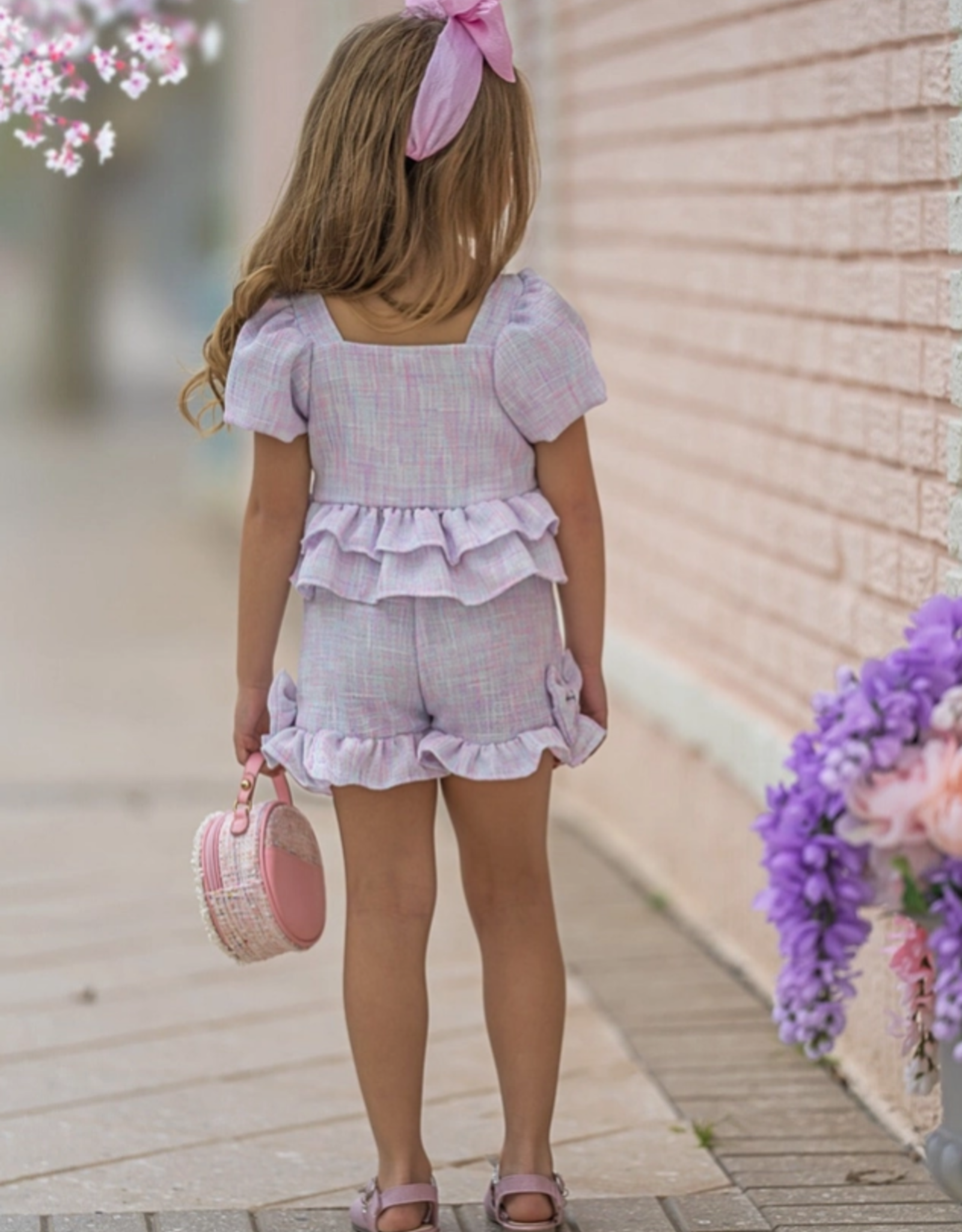 Girls' Pastel Tweed Short Set