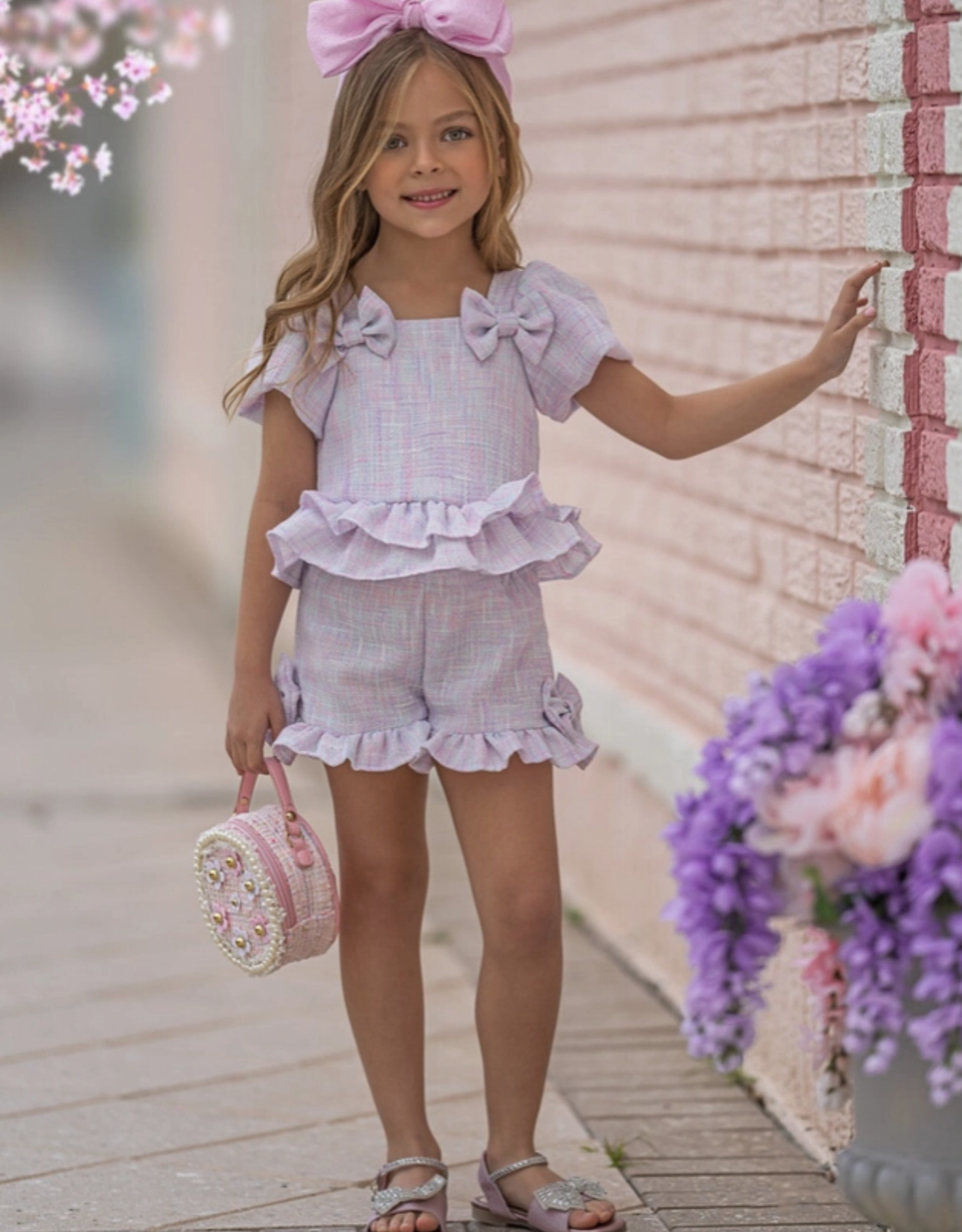 Girls' Pastel Tweed Short Set