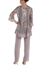 Champagne Sequined 3-Piece Evening Pants Set