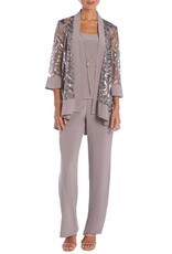 Champagne Sequined 3-Piece Evening Pants Set