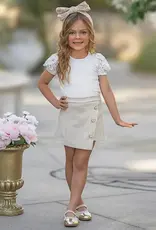 Girls' White Lace Top & Skort Set