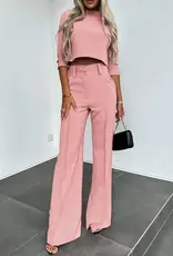 Mock Neck Crop Top Pant Set