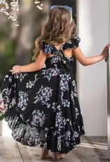 Girls' Garden Party Floral Hi-Lo Ruffle Navy