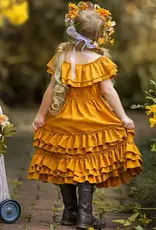 Marigold Sunset Tiered Ruffle Midi Dress