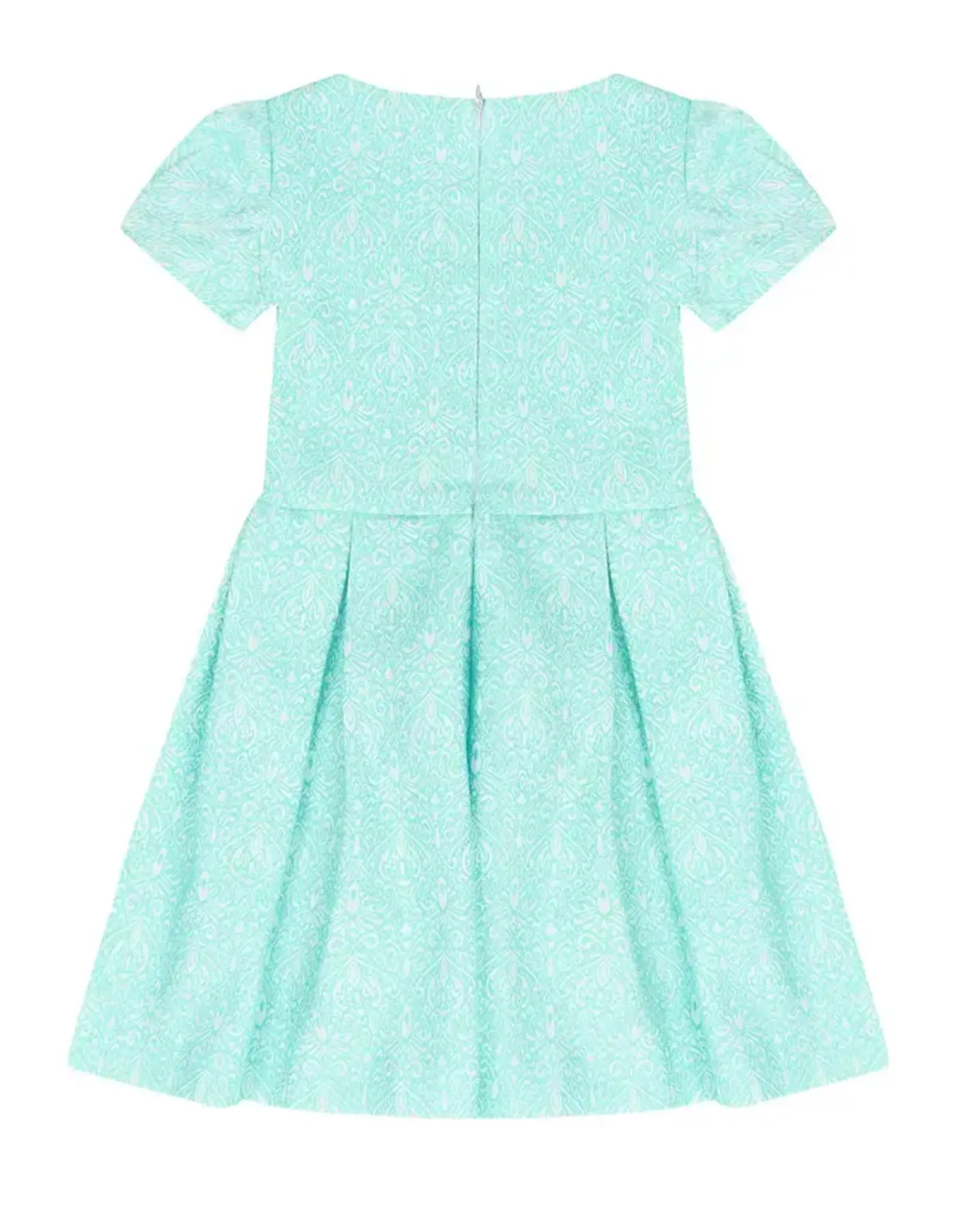 Girls' Mint Paisley Pleated Dress