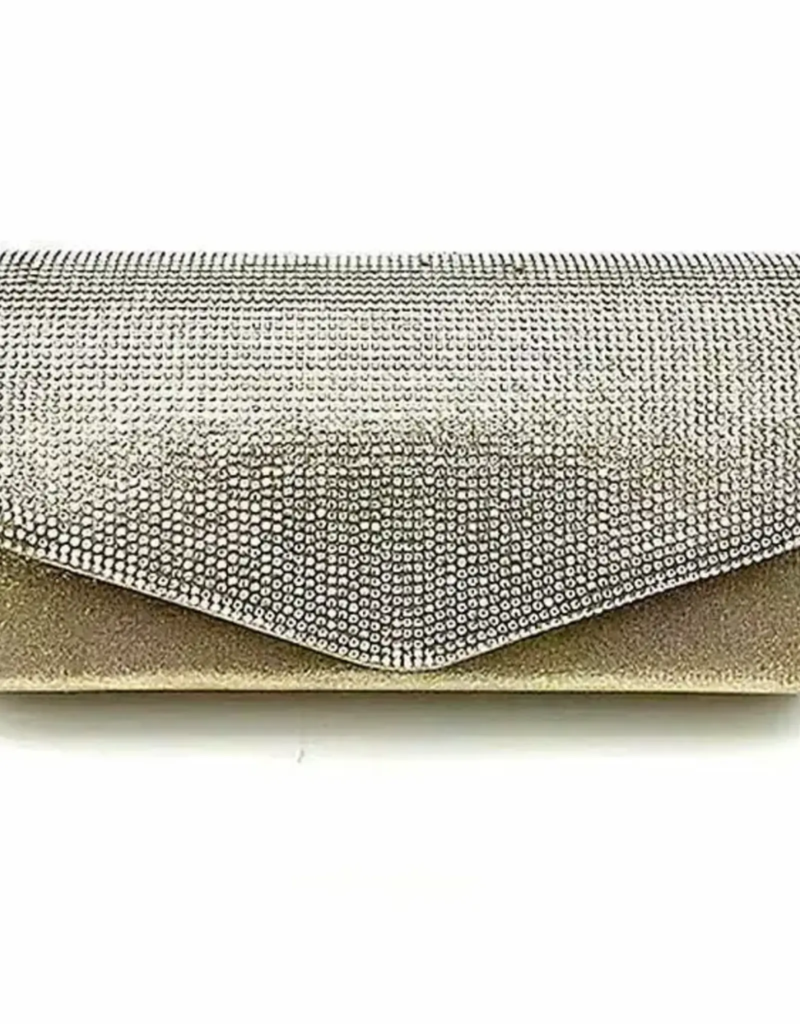 Rhinestone Envelope Clutch Med Gold/Clr