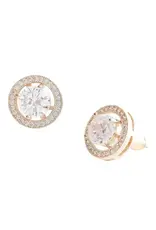 Wht Gold Plated 11mm Round Cz Halo Stud Earrings