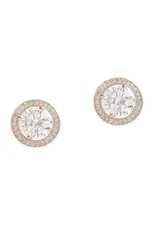 Wht Gold Plated 11mm Round Cz Halo Stud Earrings