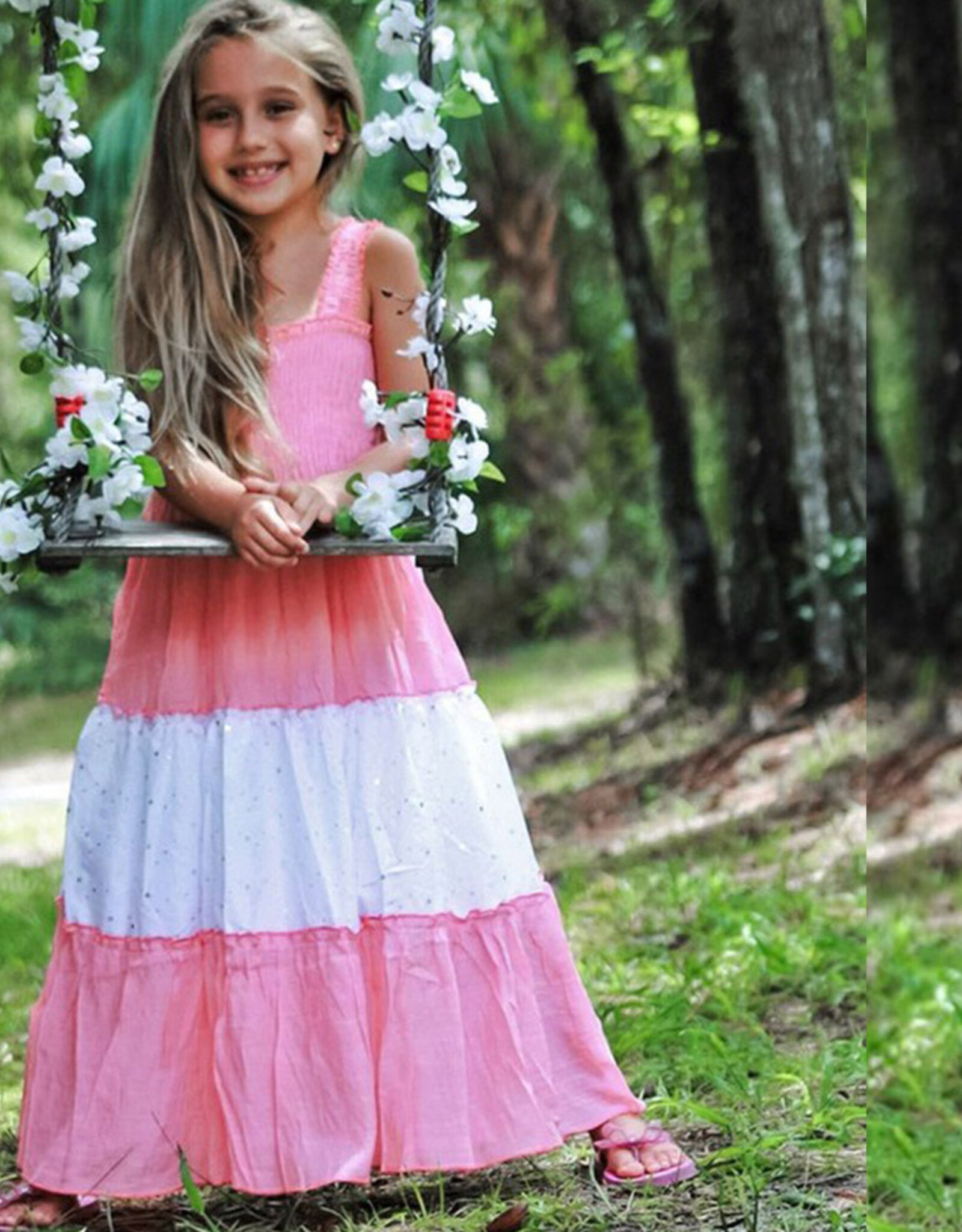 Girls' Colorblock Summer Maxi - Pink/White