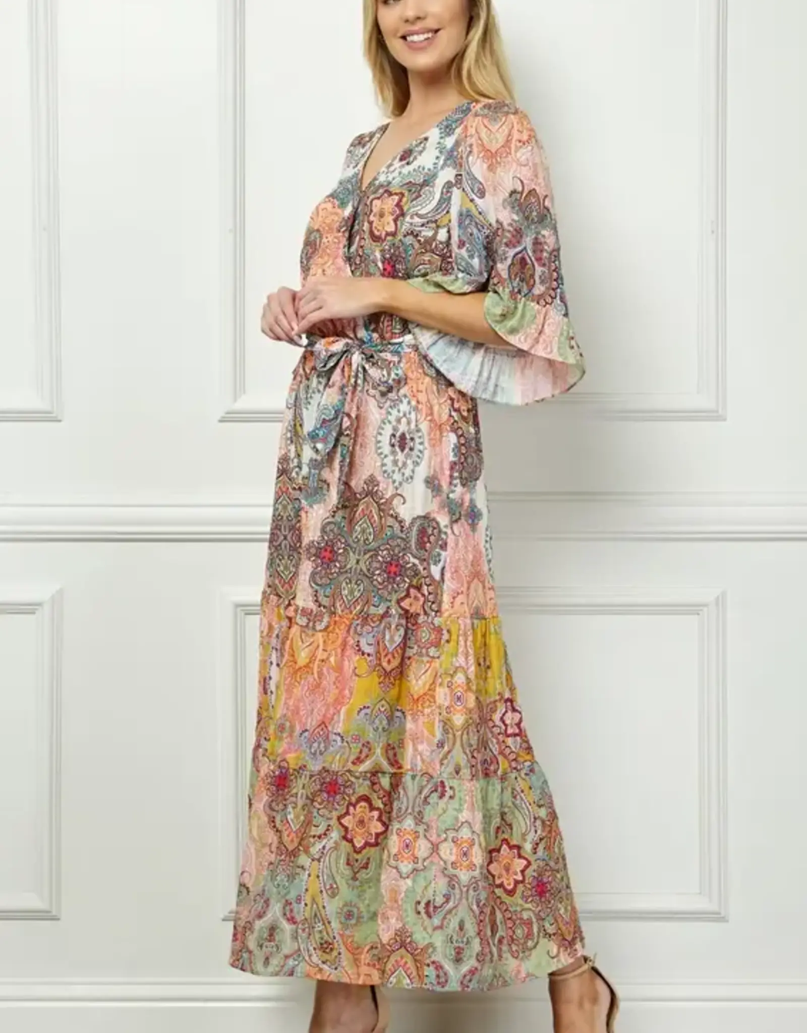 Romantic Print Ruffle Sleeve Maxi