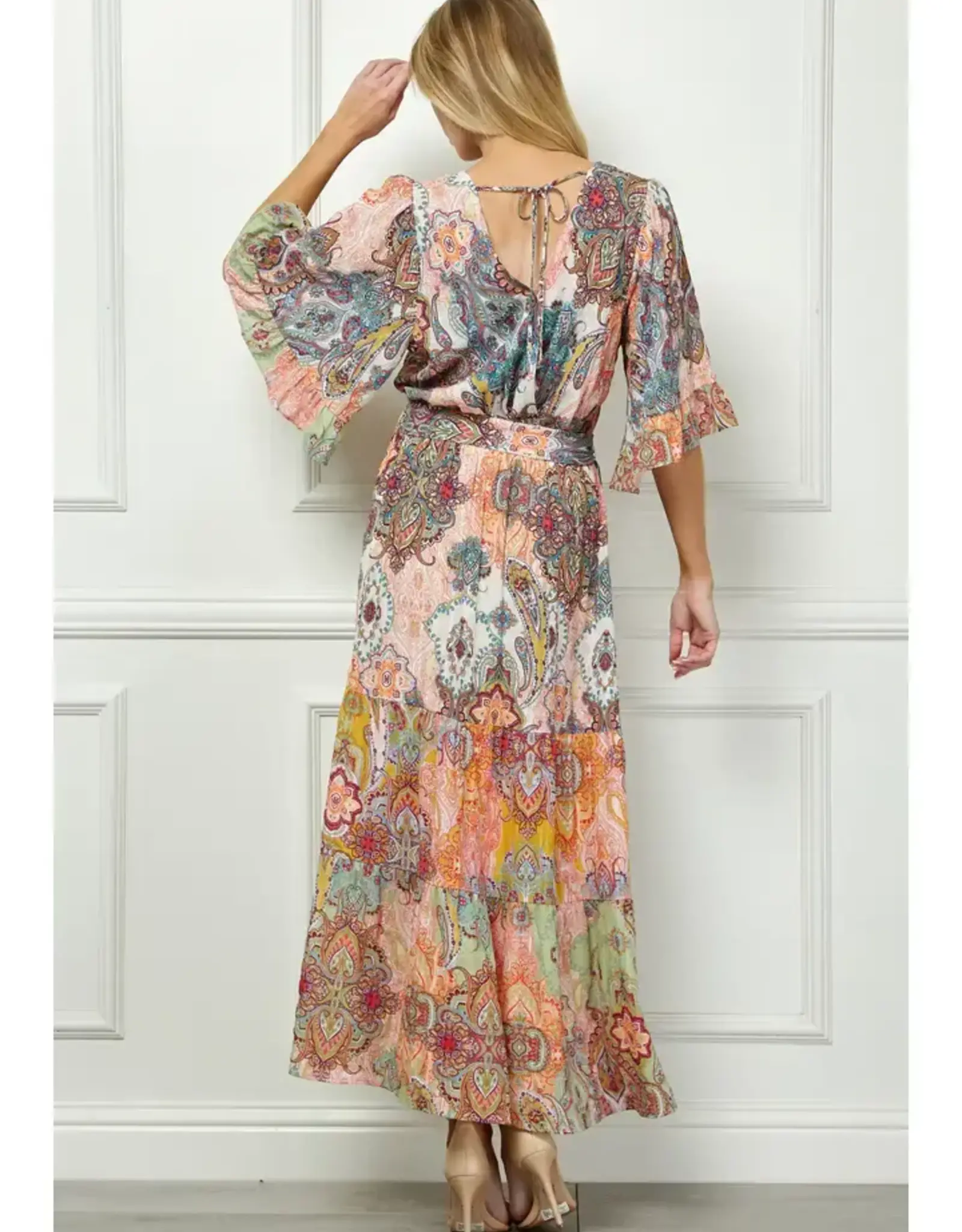 Romantic Print Ruffle Sleeve Maxi