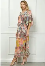 Romantic Print Ruffle Sleeve Maxi