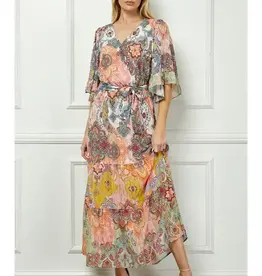 Romantic Print Ruffle Sleeve Maxi