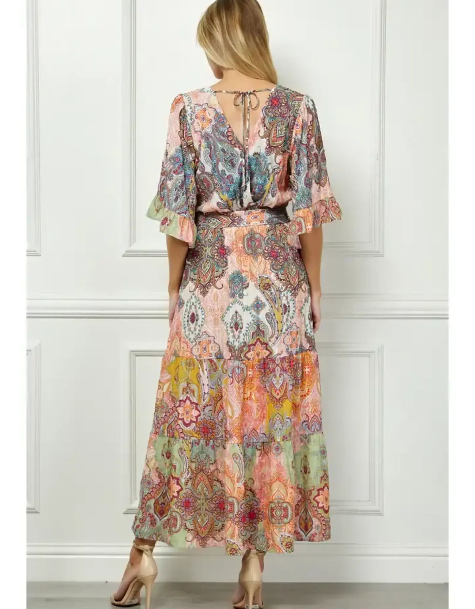 Romantic Print Ruffle Sleeve Maxi