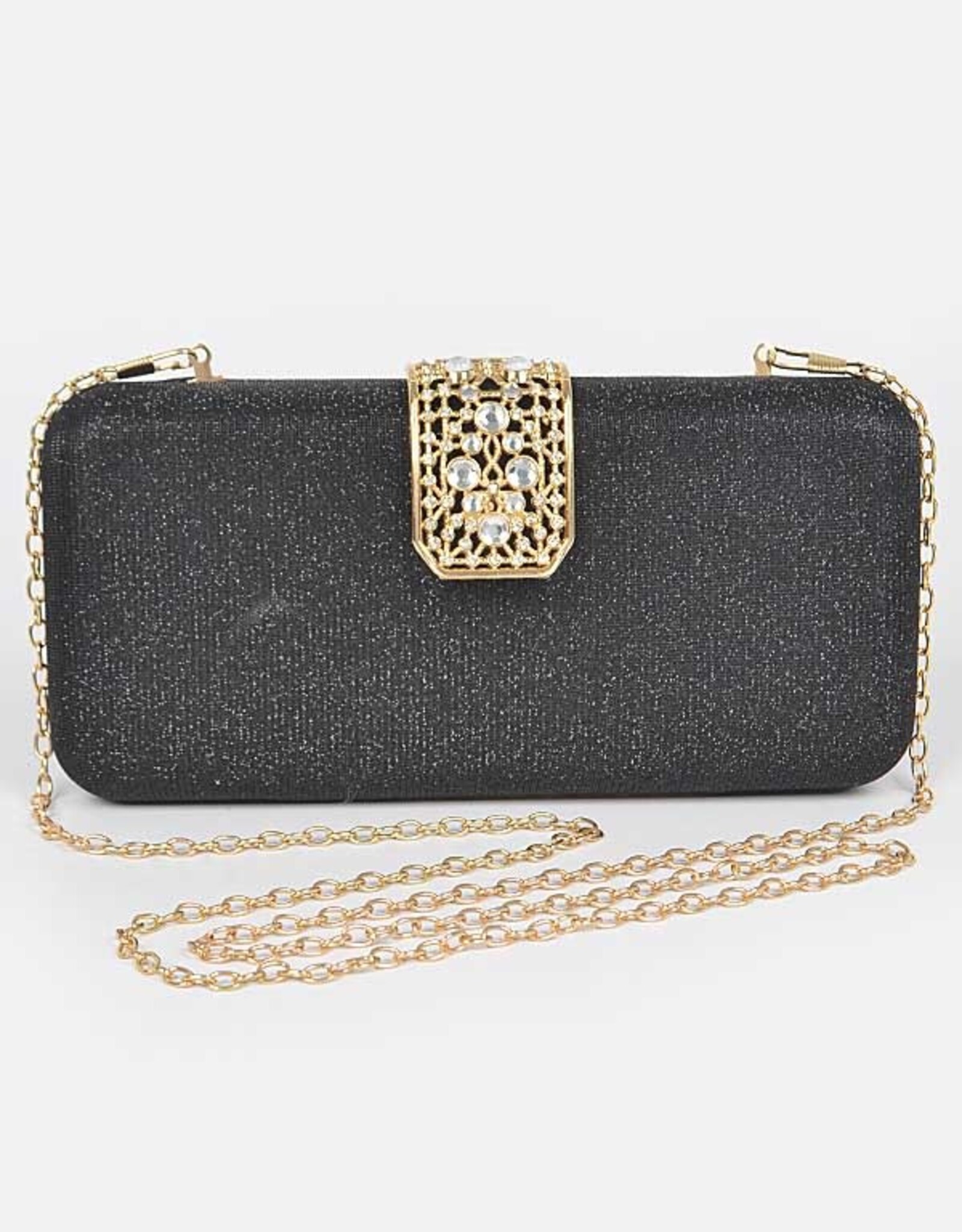 Glitter Clutch w/Stone Embellished Closure