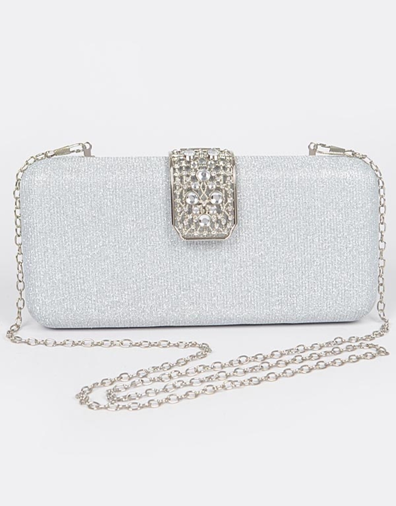 Glitter Clutch w/Stone Embellished Closure