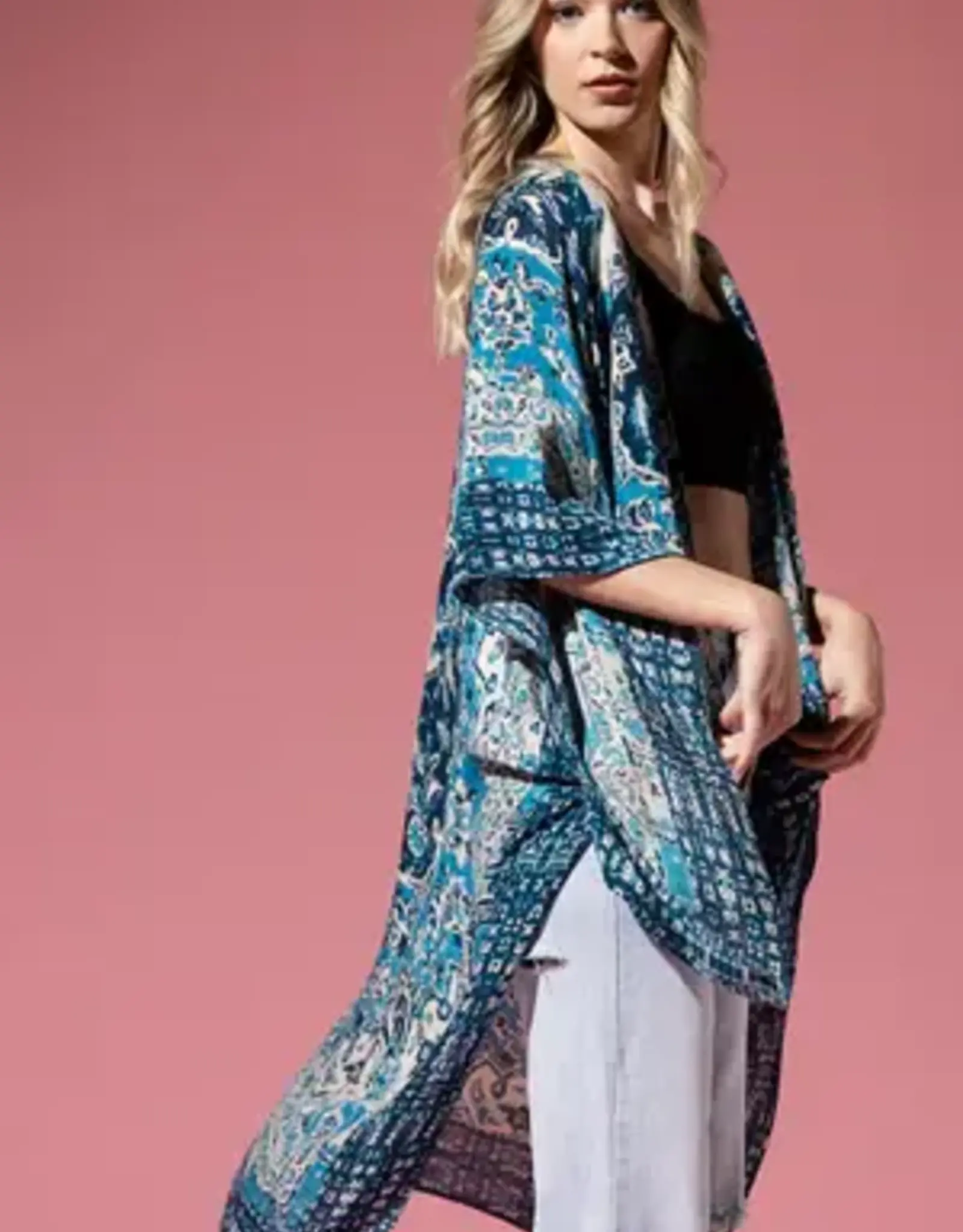 Boho Mandala Kimono - Blue