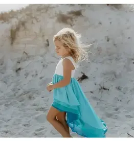 Girls' Hi-Lo Tiered Blue Ombre Dress