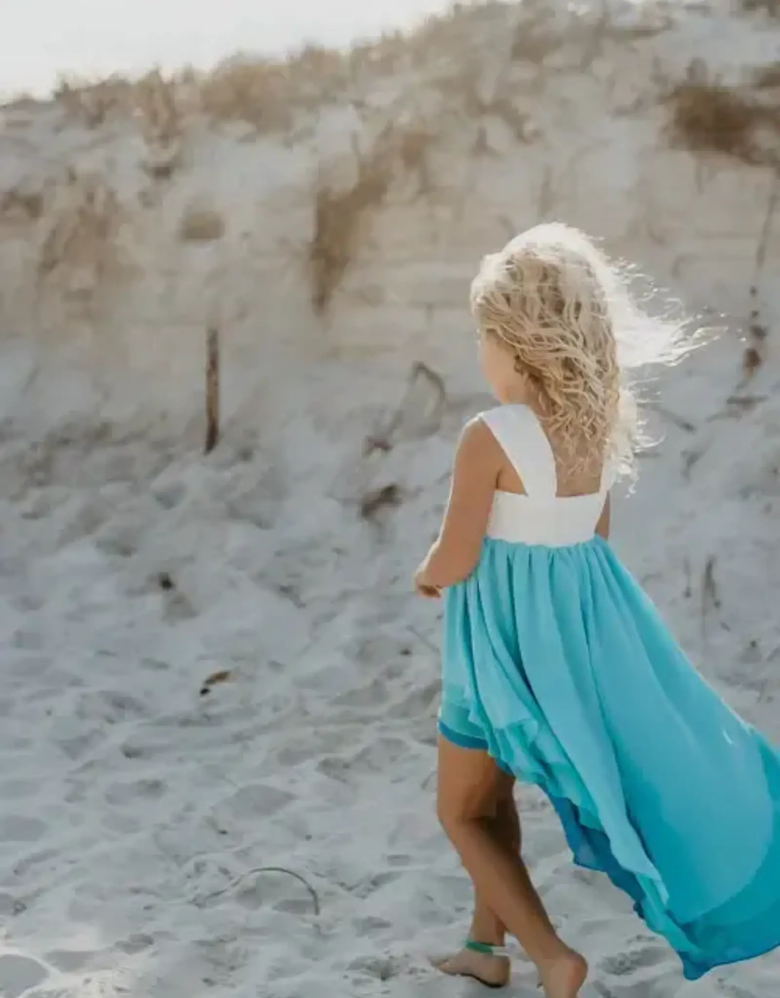 Girls' Hi-Lo Tiered Blue Ombre Dress