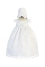 Cross Embroidered  Christening Baby Gown w/Bonnet